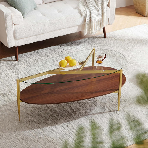 Mid century modern oval coffee - modern,
