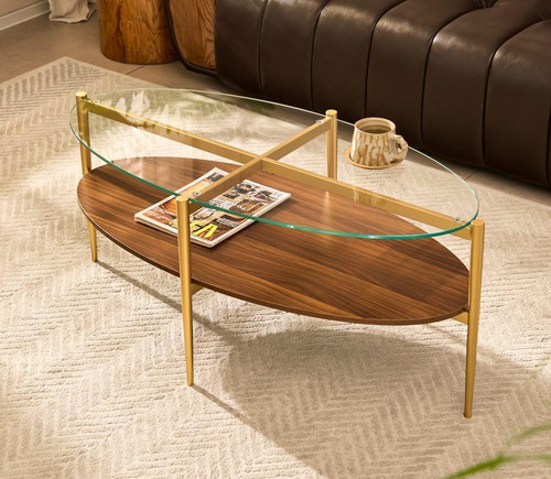 Mid century oval coffee table - mid-century,
