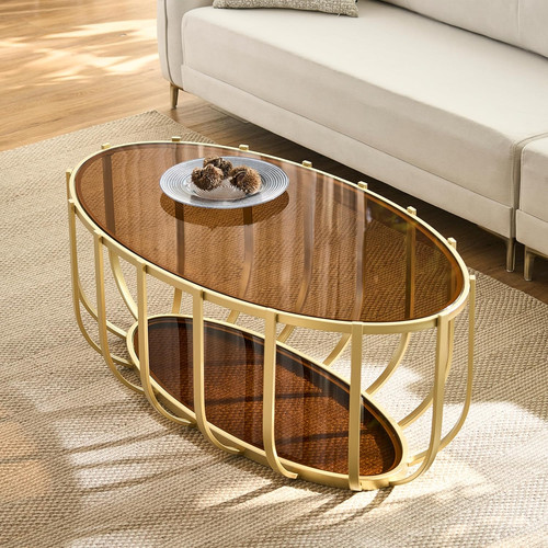 Glam gold oval glass coffee - glam,