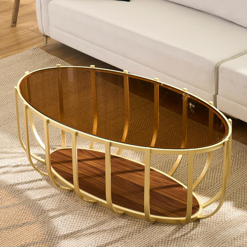 Gold oval glass - oval, coffee