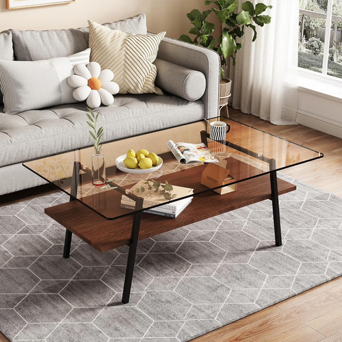 Glass coffee table for living - glass,